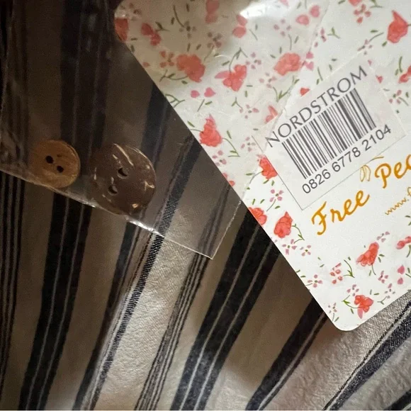 Free People boho Striped Popover Summer Breeze Shirt Long Sleeve medium - Picture 12 of 12